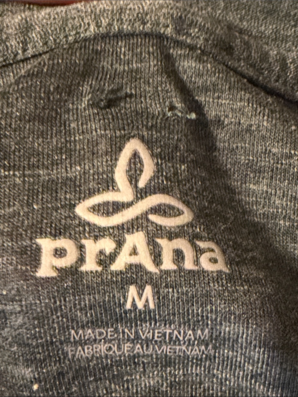 Prana women medium tank top Charcoal gray green High Neck split sides burnout - Picture 7 of 8